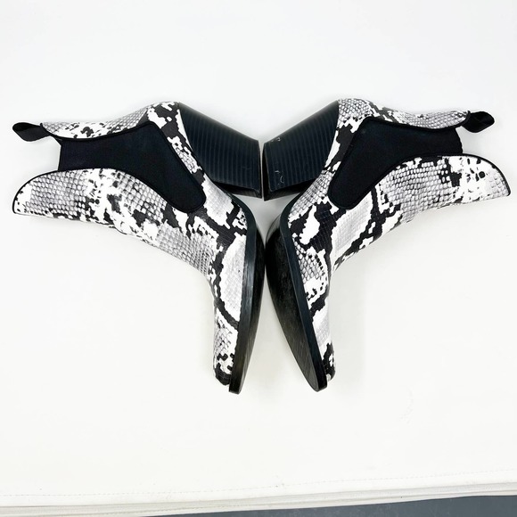 Zara Black and White Snake Print Ankle Boots - Picture 9 of 14